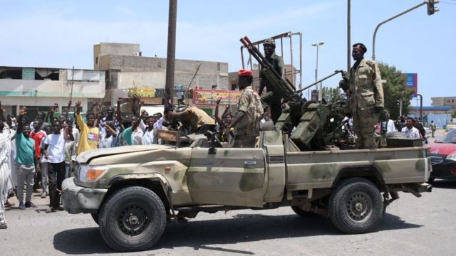 Militares en las calles de Sudán