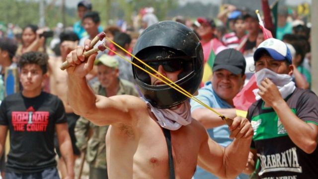 Manifestantes na Bolívia