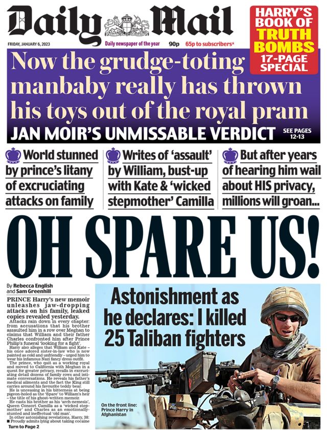 Front page of the Daily Mail