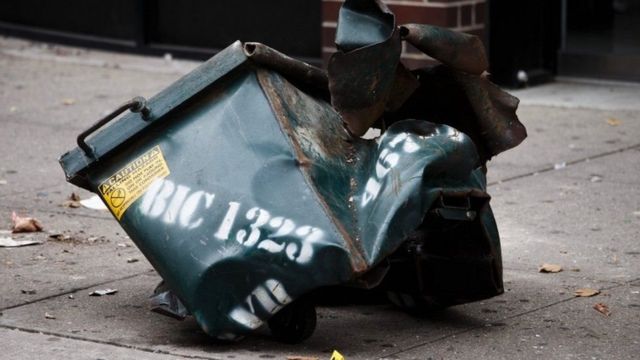 The mangled box said to have held the device that exploded in Chelsea