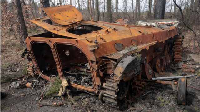 Matériel militaire détruit près de Kiev