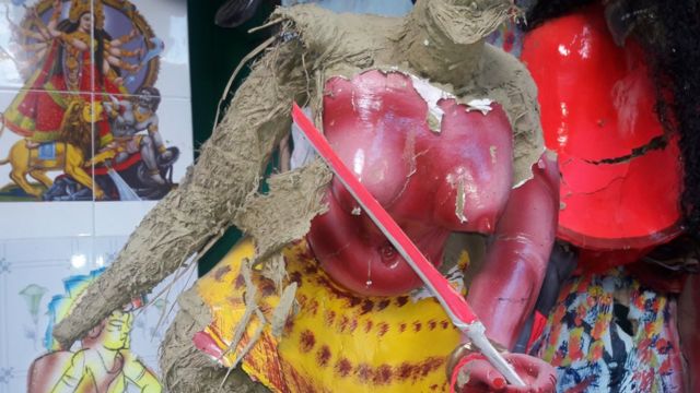নাসিরনগরে ভাঙা একটা মূর্তি