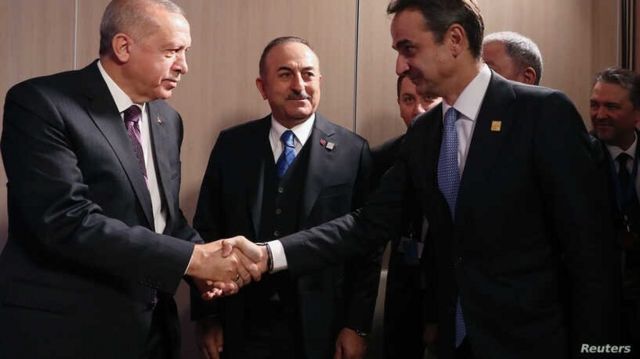Cumhurbaşkanı Recep Tayyip Erdoğan ve Yunanistan Başbakanı Kiryakos Miçotakis