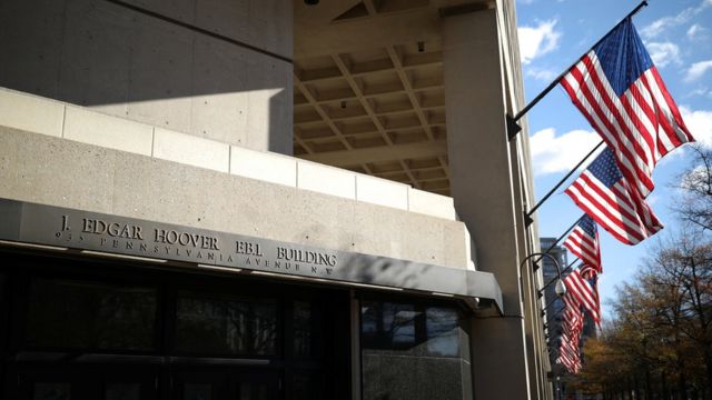 American flag on FBI building