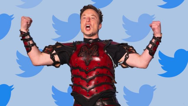 musk with twitter logos