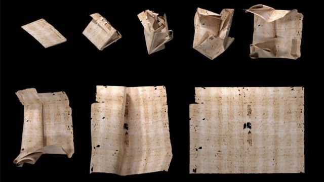 A computer generated letter display sequence that was used to read the contents of sealed letters from 17th century Europe without physically opening them.