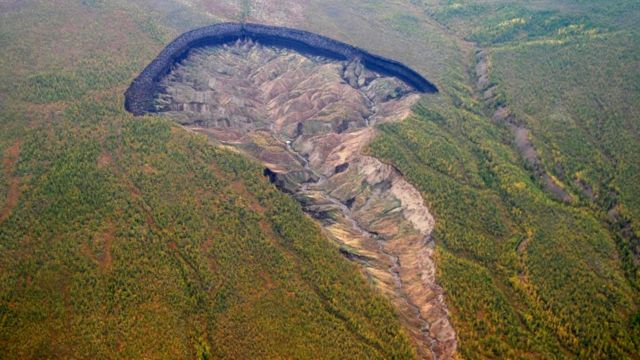 Vista aérea da cratera Batagaika