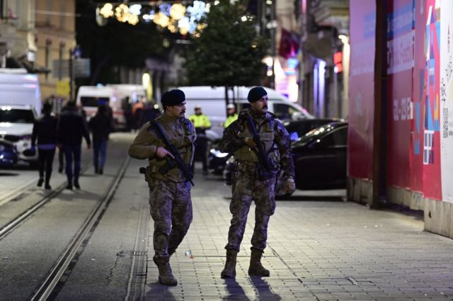 13 Kasım akşamı İ﻿stiklal Caddesi'nde alınan güvenlik önlemleri 