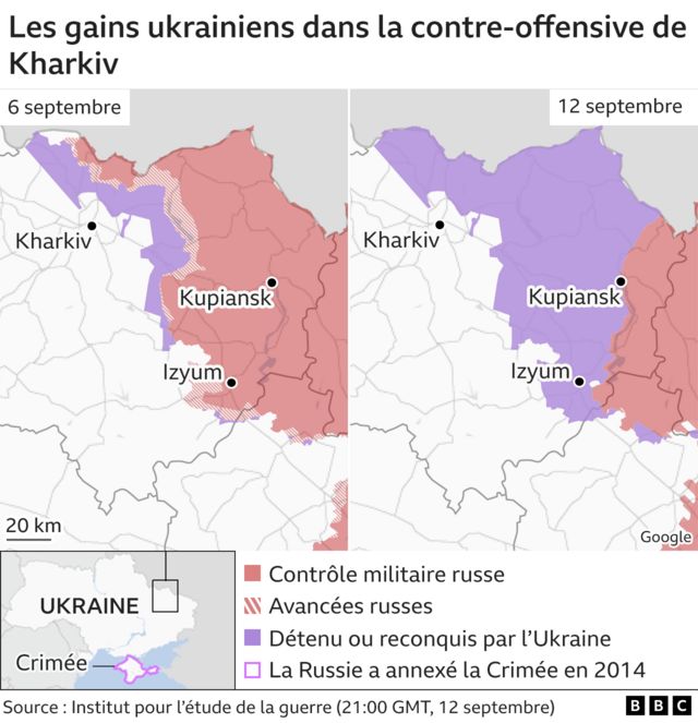 Map of Ukraine's advantage in the Kharkiv counterattack