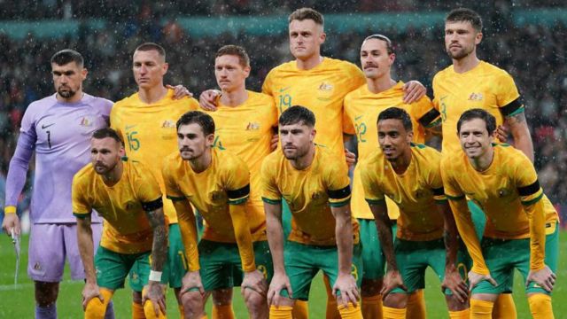 Australia team line up for pre-match photo