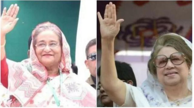 বাংলাদেশের প্রধানমন্ত্রী, আওয়ামী লীগের সভানেত্রী শেখ হাসিনা ও বিএনপির চেয়ারপার্সন খালেদা জিয়া (ফাইল ফটো)
