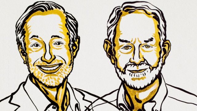 Illustración de Paul R. Milgrom y Robert B. Wilson.