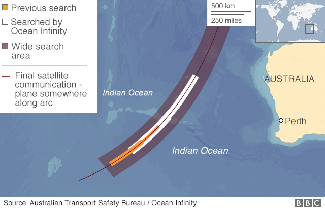 mh370 indian ocean map