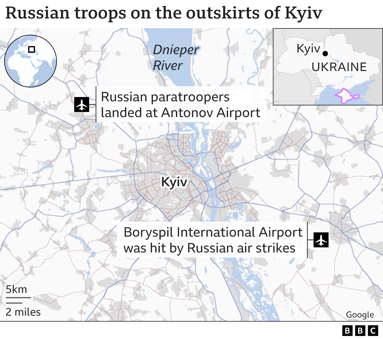 Các điểm tấn công Kyiv