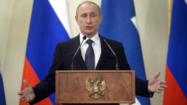 Russian President Vladimir Putin at a news conference outside Moscow on 16 June 2015