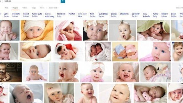 Bing arama sonuçlarındaki beyaz bebekler