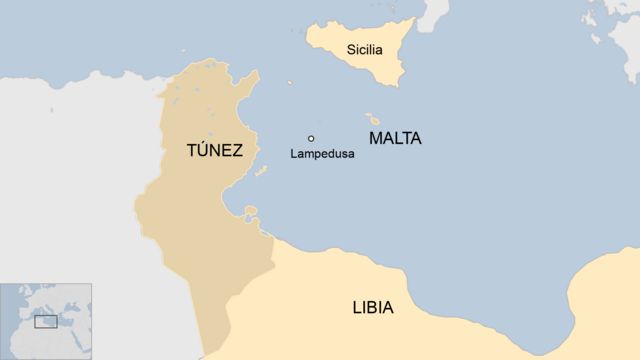 Mapa de la costa de Libia y Túnez
