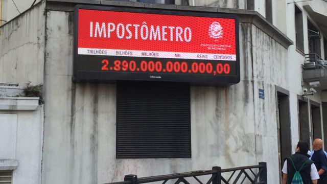 Painel do Impostômetro, contador de arrecadação de impostos da Associação Comercial de São Paulo