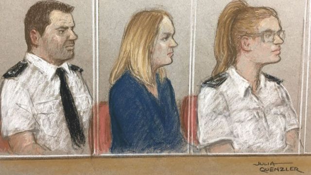Lucy Letby drawing with officers at trial