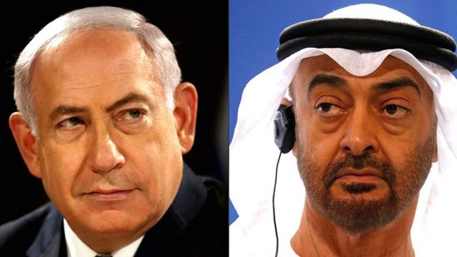İsrail Başbakanı Binyamin Netanyahu ve Birleşik Arap Emirlikleri Veliaht Prensi Muhammed bin Zayed