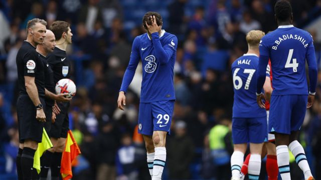 Kai Havertz of Chelsea looks dejected