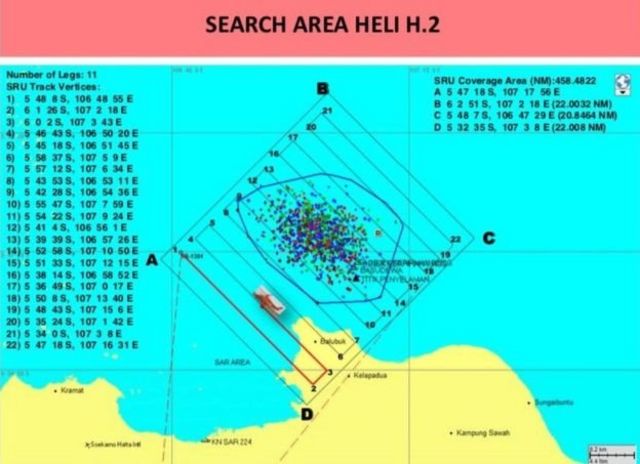 Nhà chức trách Indonesia công bố bản đồ kỹ thuật khoanh vùng tìm kiếm
