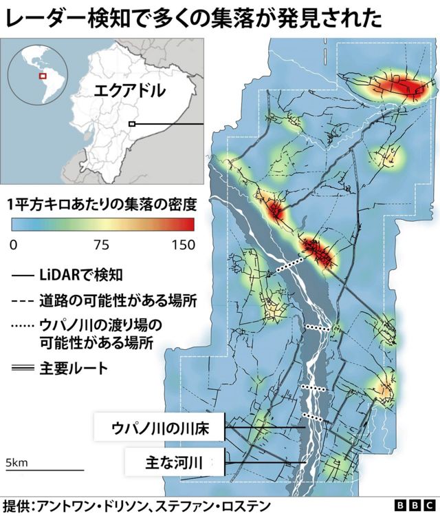 レーダーによる調査を示した図