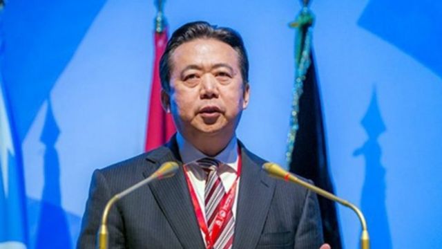 2018年因貪腐問題被召回中國處理的時任國際刑警組織（Interpol）主席孟宏偉