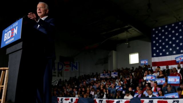 Joe Biden en un acto de campaña.