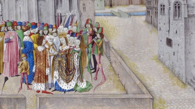 Фрагмент миниатюры свадьбы Едуарда II и Изабеллы Французской