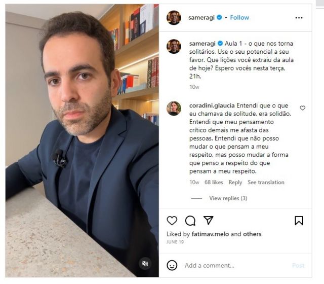 Print das redes sociais de Samer Agi