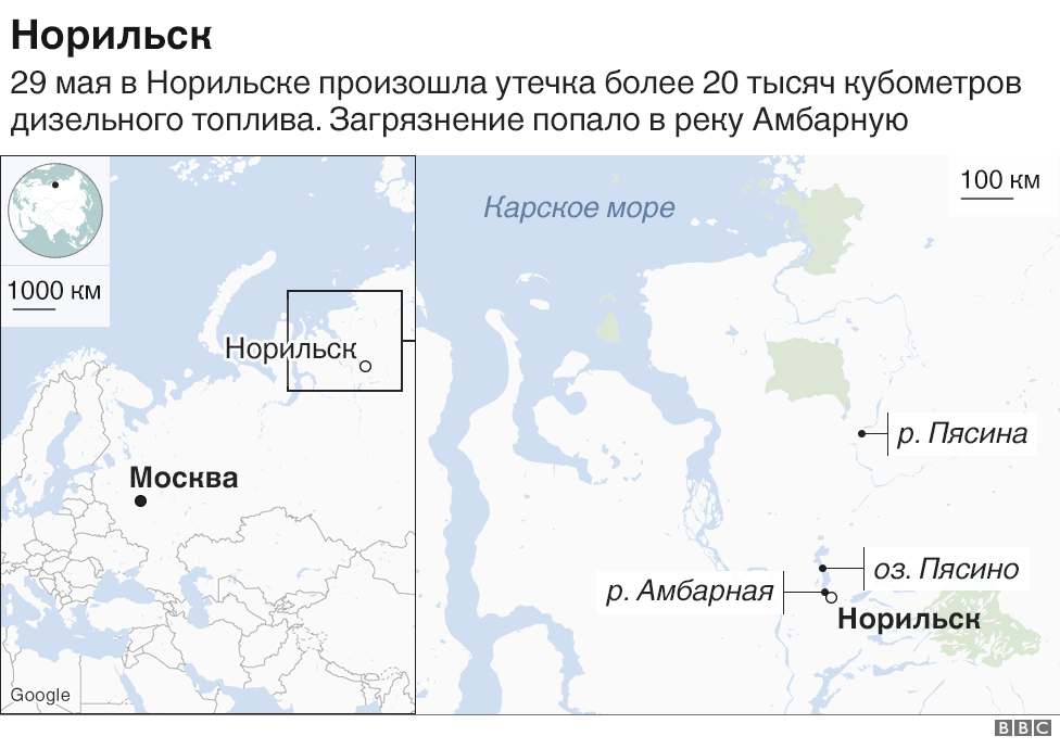 Карта норильска со спутника