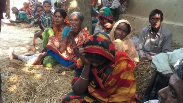 গাইবান্ধায় সহিংসতার পর বাস্তুচ্যুত সাঁওতালরা।
