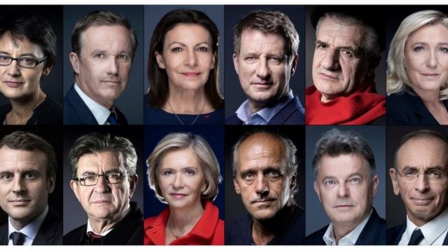 Collage de candidatos a la presidencia francesa.