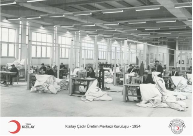 Kızılay'ın 1954'teki çadır üretimi