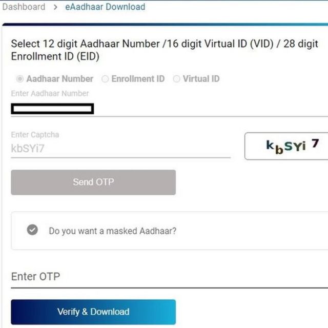e aadhaar card download