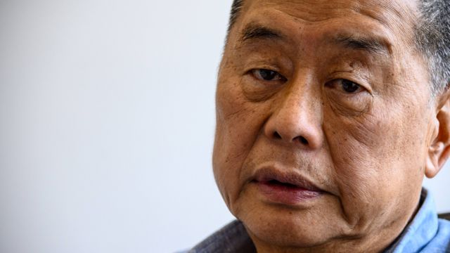In this photo taken on June 16, 2020, Hong kong pro-democracy media mogul Jimmy Lai, 72, poses during an interview with AFP at the Next Digital offices in Hong Kong
