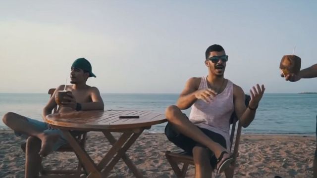 Omani entertainer Hanood relaxes on a beach