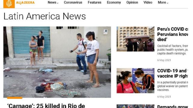 Reprodução do site da Al Jazeera