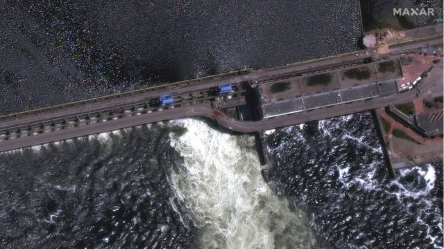 Спутниковый снимок плотины, сделанный 28 мая