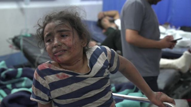 Girl at Gaza hospital