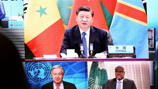 Chinese President Xi Jinping holds a meeting with African leaders in Dakar, Senegal