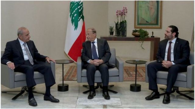 Michel Aoun talks with Saad Hariri and Nabih Berri about forming a new government to tackle corruption and end the political and economic crisis