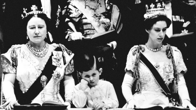 King Charles at the coronation of his mother at the age of four.