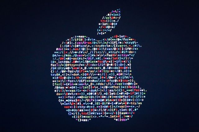 El logotipo de Apple con símbolos