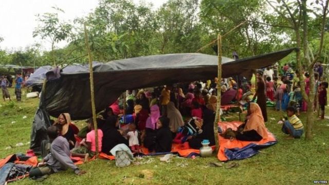 Thousands of Rohingya, mainly women and children, have fled to Bangladesh since Friday