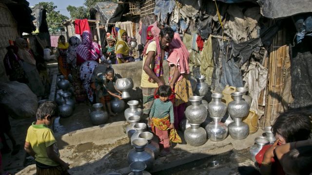 বাংলাদেশে চলে আসা রোহিঙ্গাদের একটি শরণার্থী শিবির