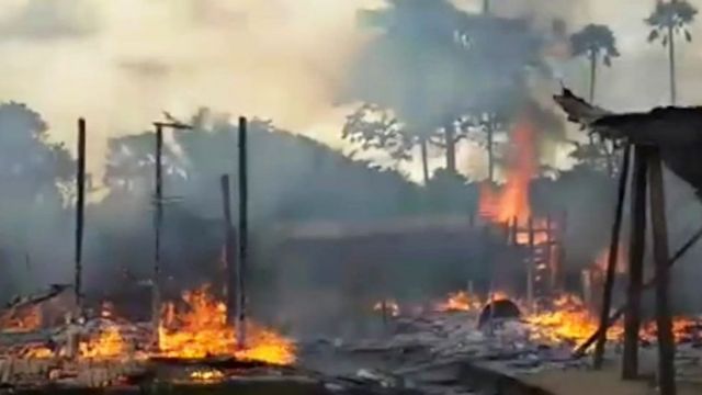 Burning village in Cameroon