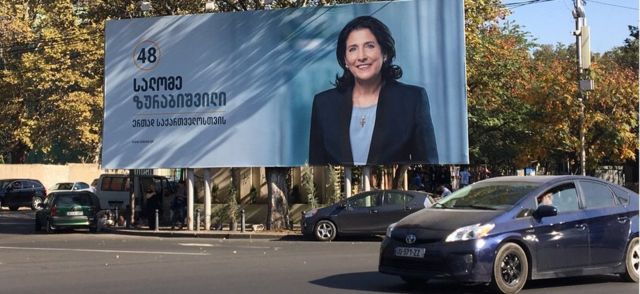Poster of Salome Zurabishvili in Tbilisi