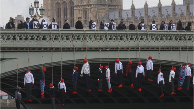 young activists from Crazy Talk took to Westminster Bridge
